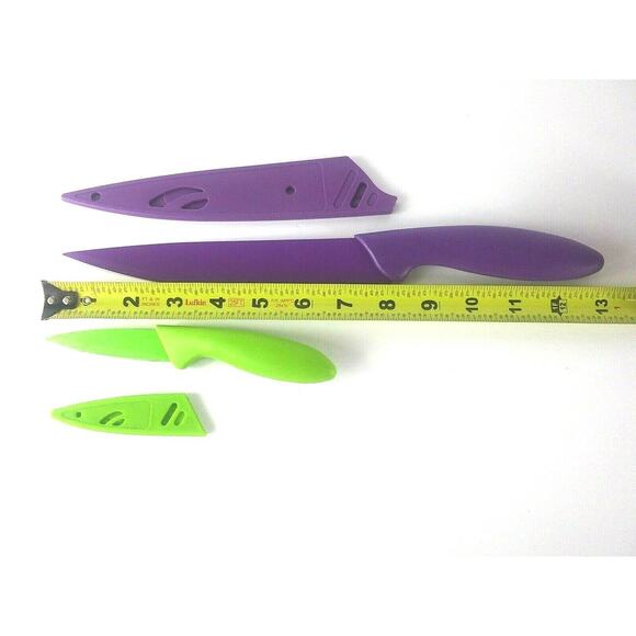 Stainless Steel Plastic Handled Knives Colorful With Sheaths Purple Green - Picture 12 of 12